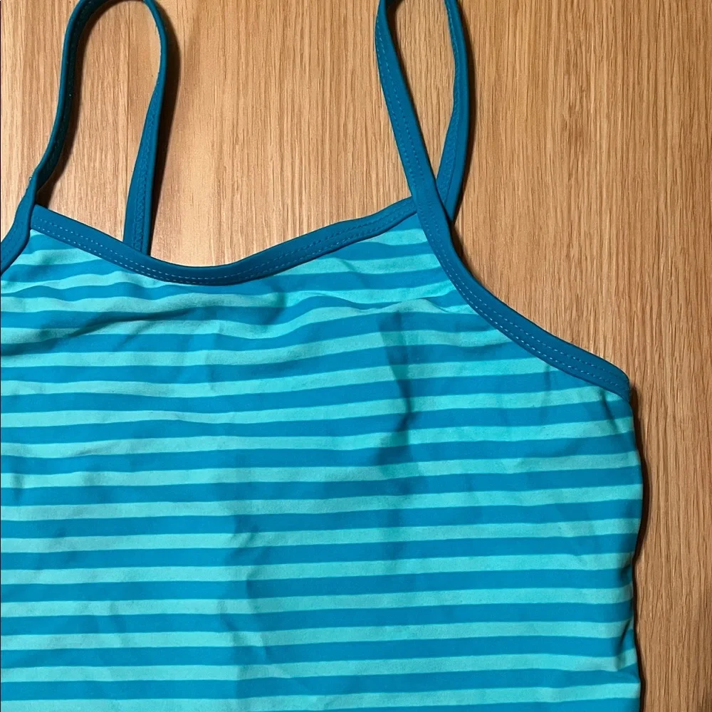 Old Navy Teal Stripe Tankini with Patterned Bottoms, size girls M 8